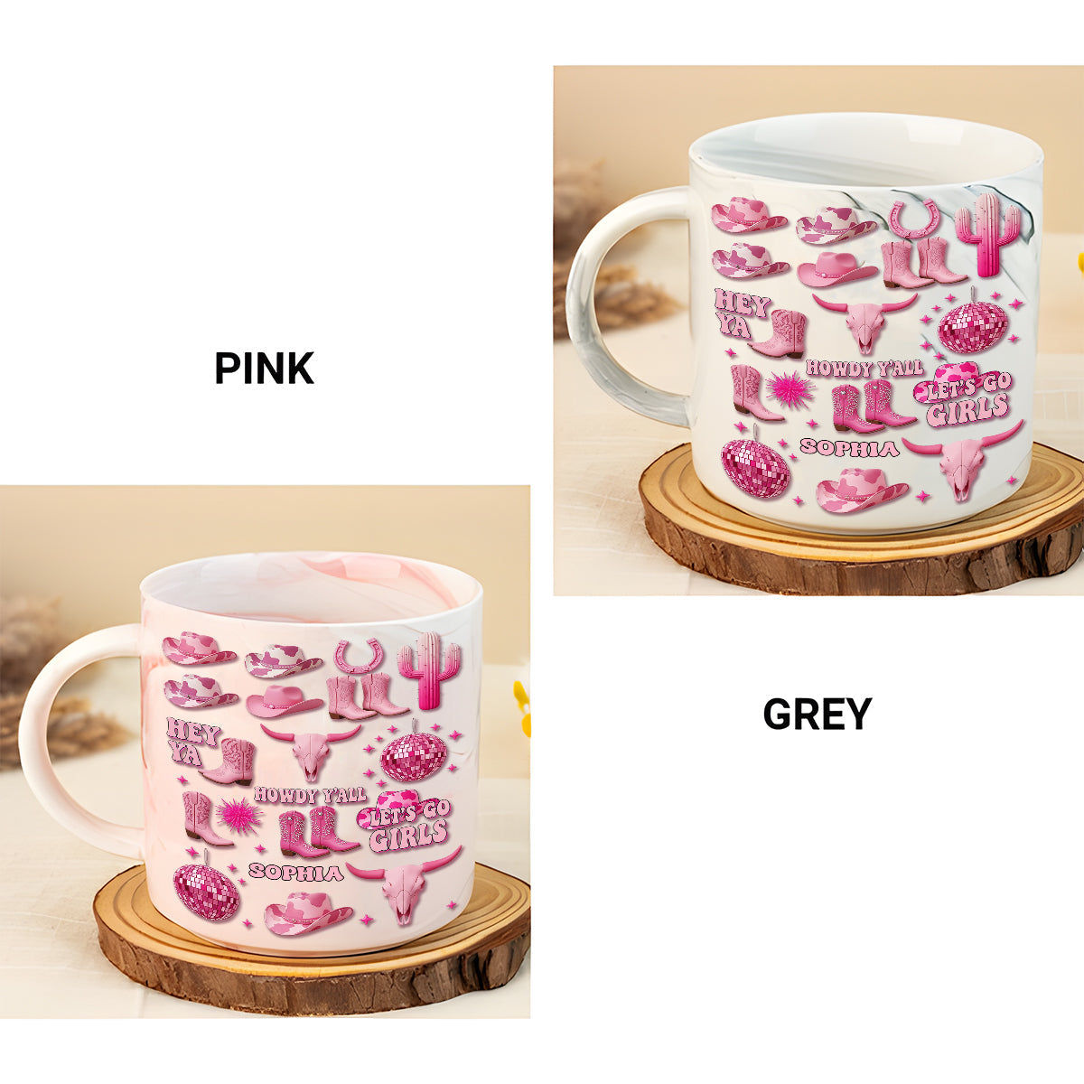 Pink Cowgirl - Personalized Cowgirl Marble Mug