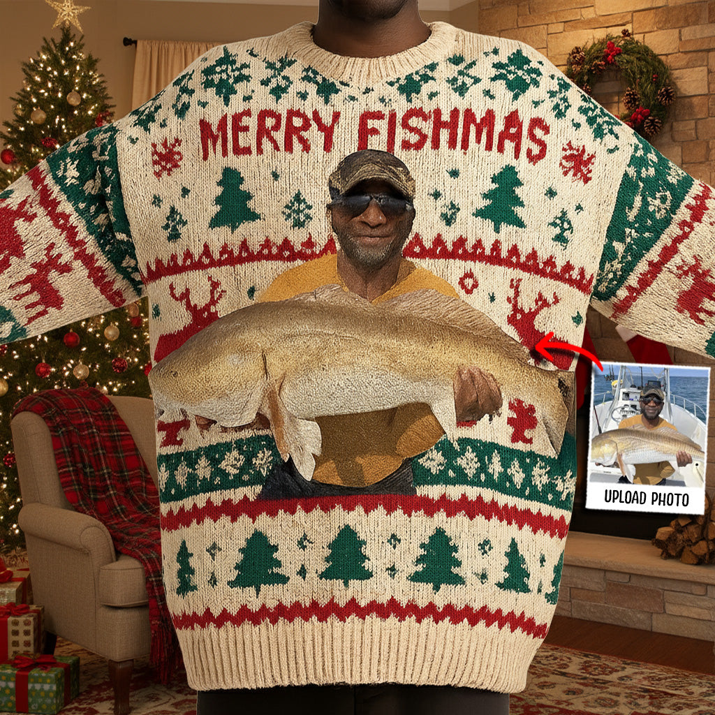 Merry Fishmas - Personalized Fishing Ugly Sweater