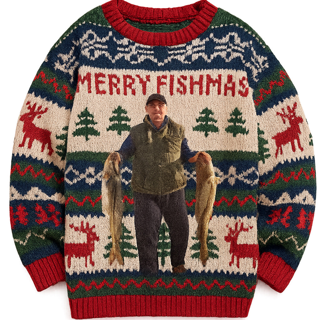 Merry Fishmas - Personalized Fishing Ugly Sweater