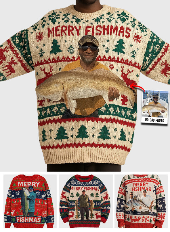 Merry Fishmas - Personalized Fishing Ugly Sweater