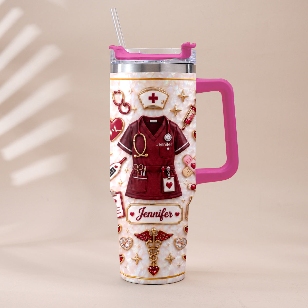 Nurse Funny Relax Gift - Personalized Nurse Tumbler With Handle & Posable Doll