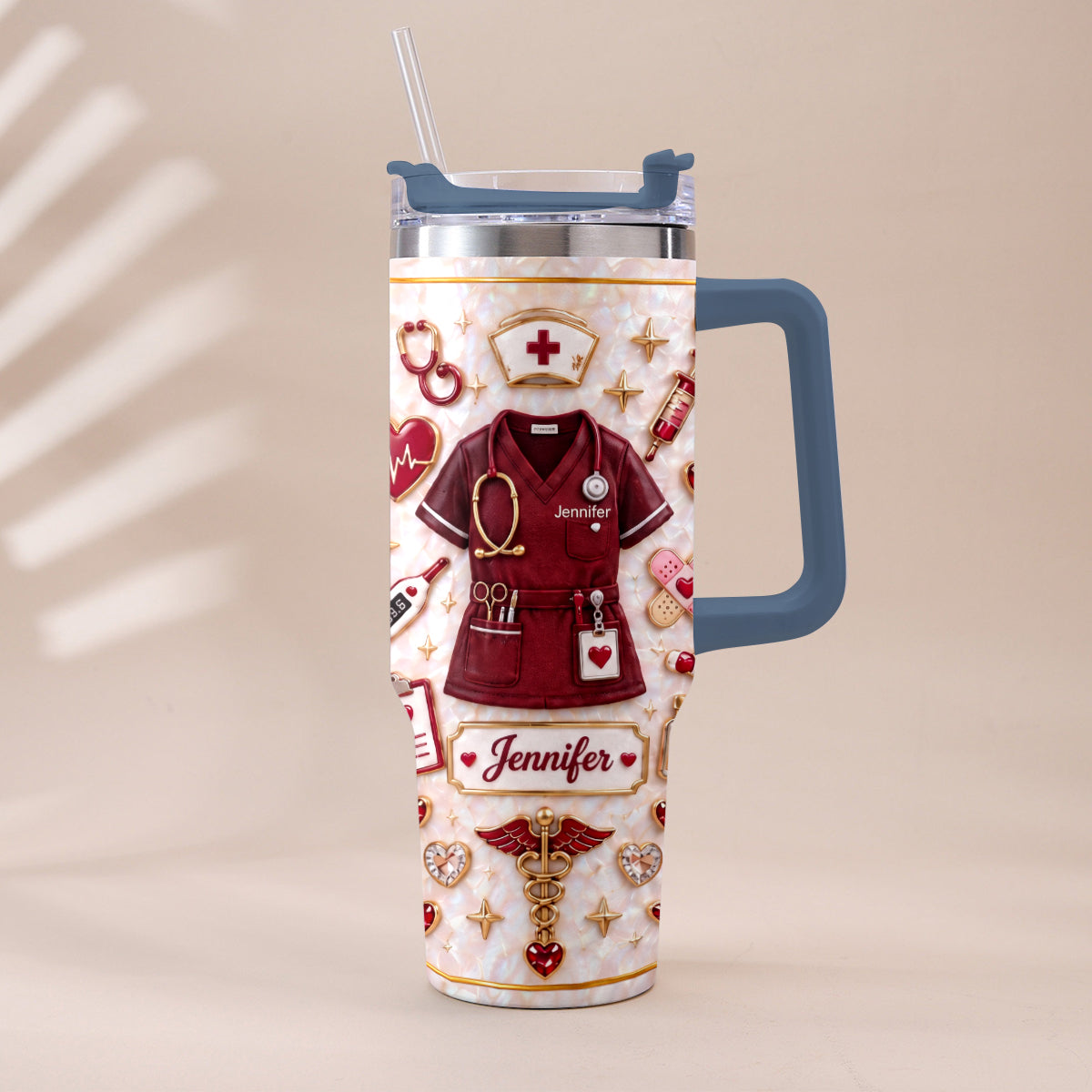 Nurse Funny Relax Gift - Personalized Nurse Tumbler With Handle & Posable Doll