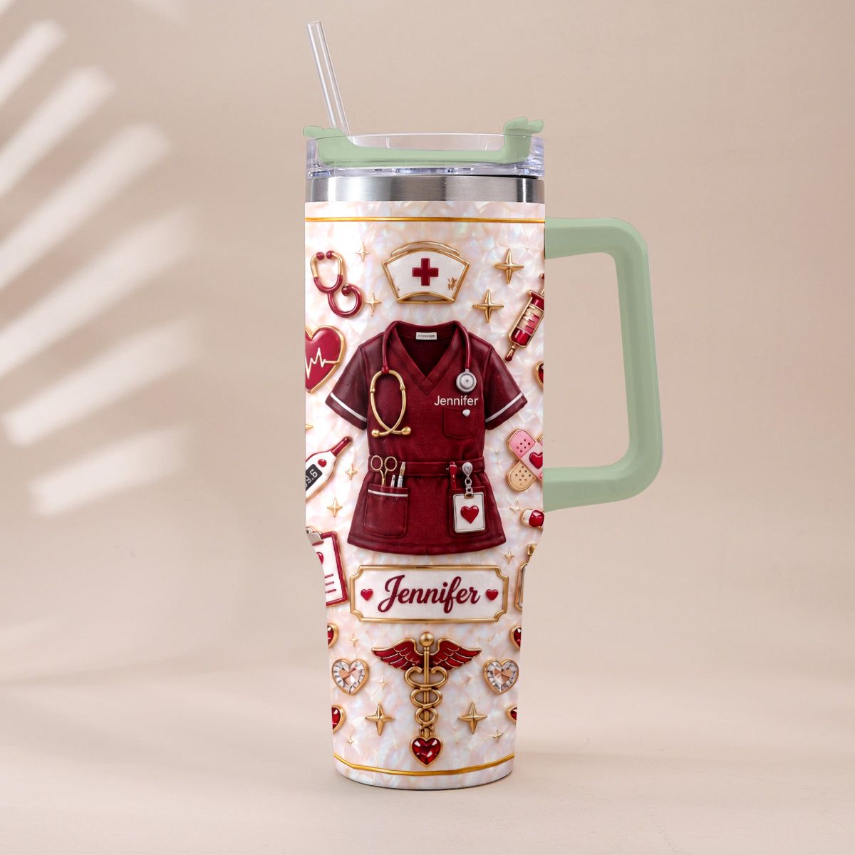 Nurse Funny Relax Gift - Personalized Nurse Tumbler With Handle & Posable Doll