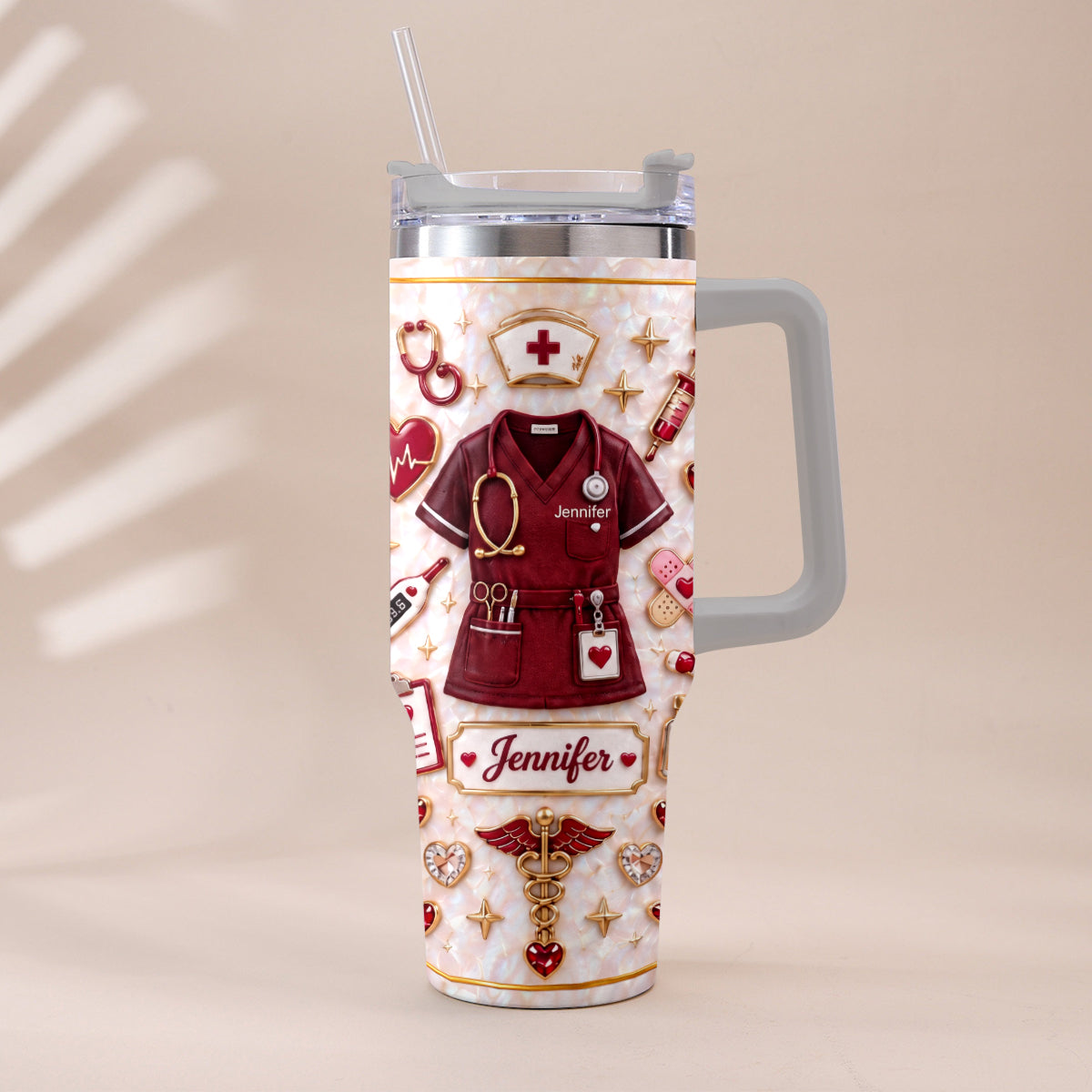 Nurse Funny Relax Gift - Personalized Nurse Tumbler With Handle & Posable Doll