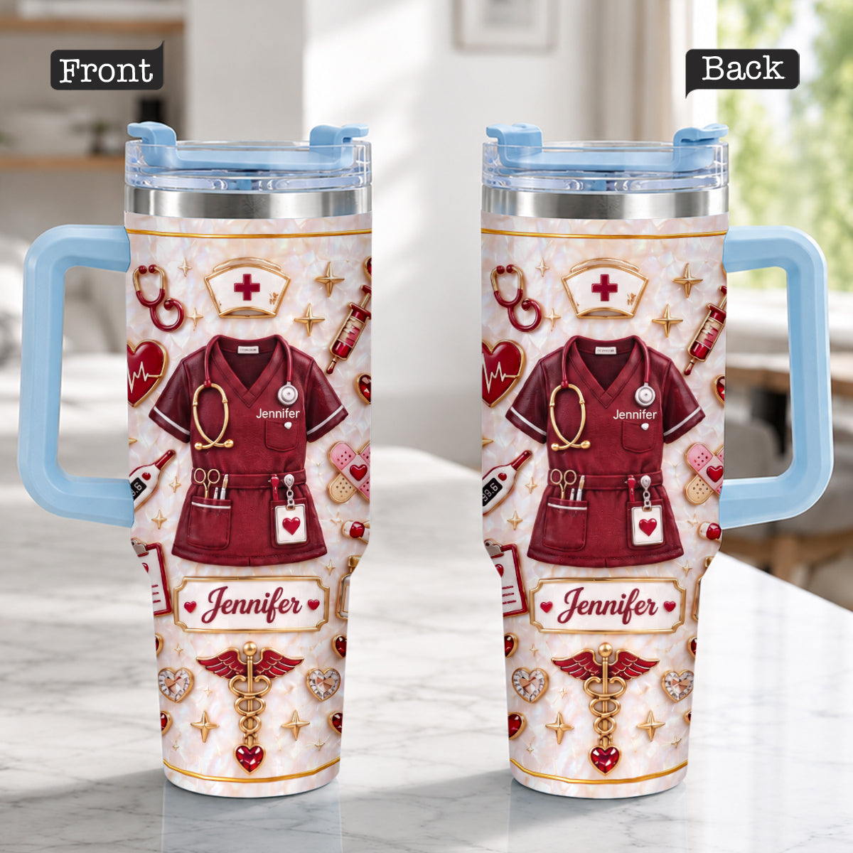 Nurse Funny Relax Gift - Personalized Nurse Tumbler With Handle & Posable Doll