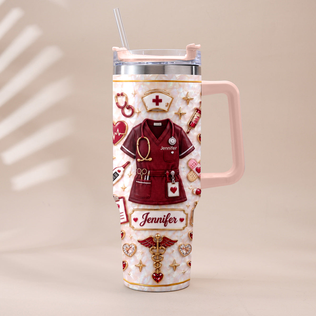 Nurse Funny Relax Gift - Personalized Nurse Tumbler With Handle & Posable Doll
