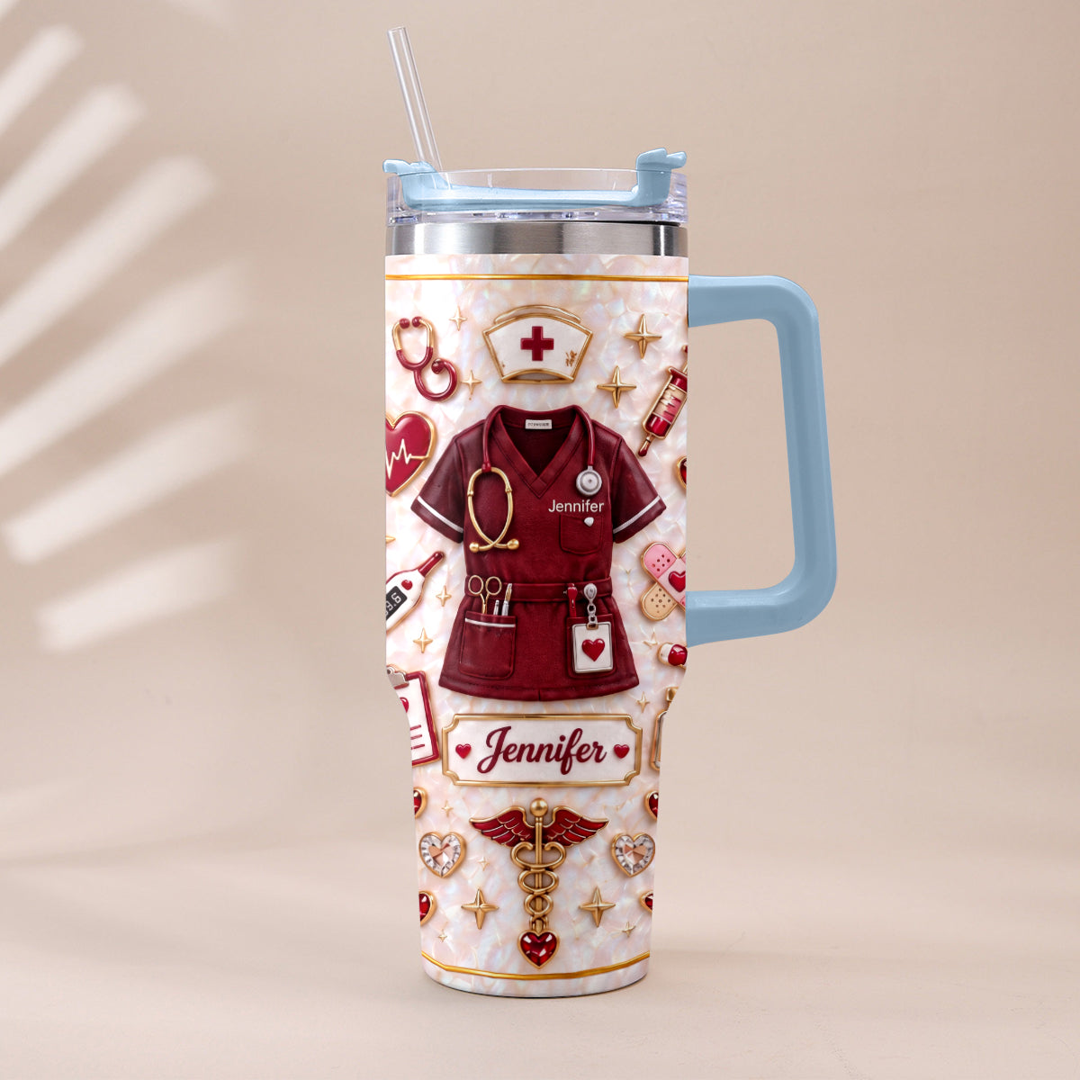 Nurse Funny Relax Gift - Personalized Nurse Tumbler With Handle & Posable Doll