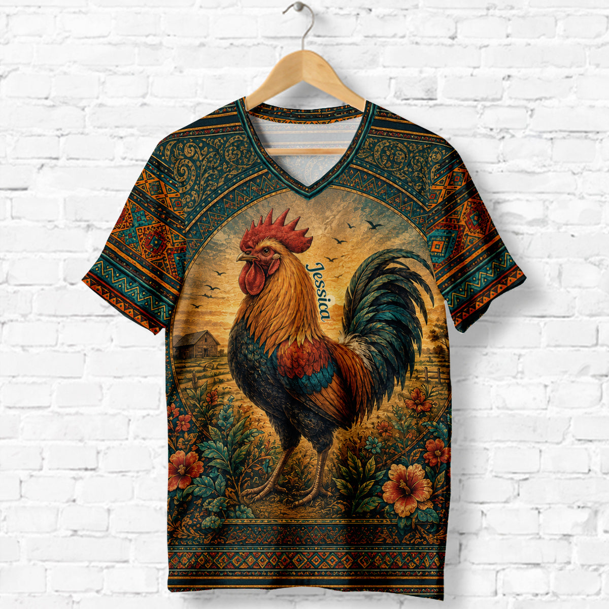 Just A Girl Who Loves Chicken - Personalized Chicken Fully Printed V-Neck T-Shirt