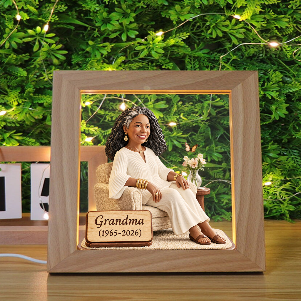 Custom Any Photo - Personalized Memorial Wooden Frame LED Light