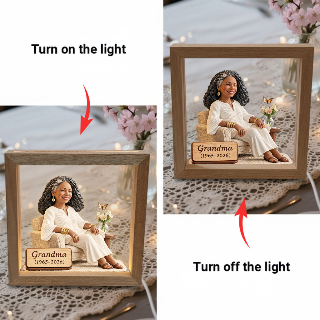Custom Any Photo - Personalized Memorial Wooden Frame LED Light