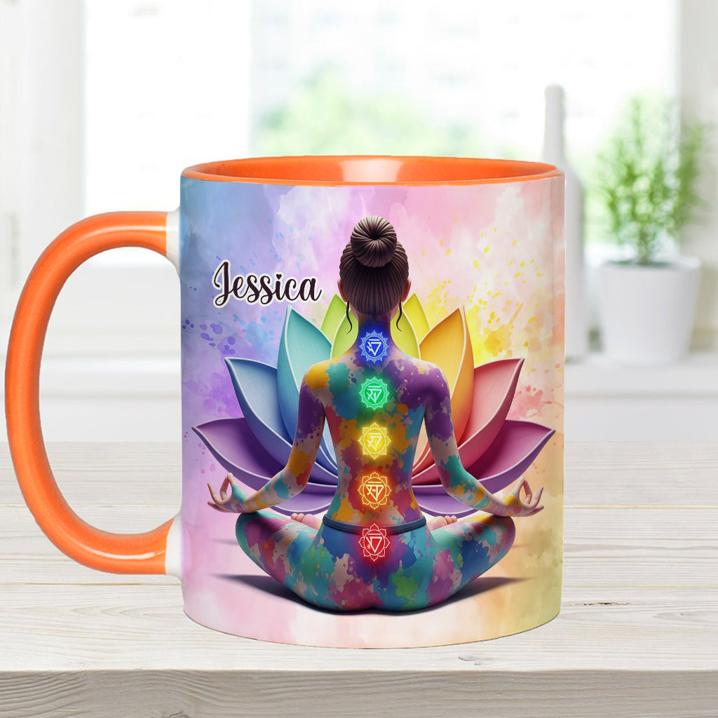 Let That Sht Go - Personalized Yoga Accent Mug