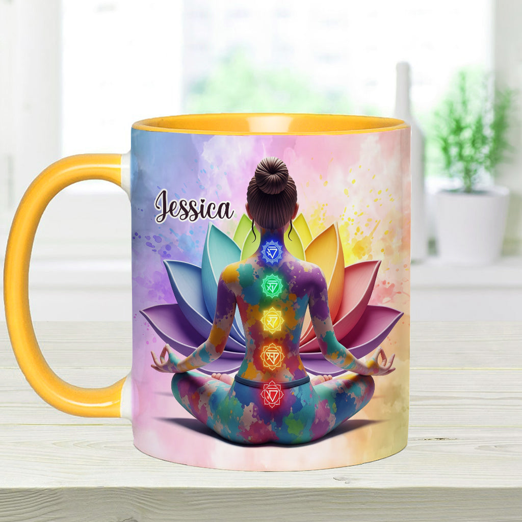 Let That Sht Go - Personalized Yoga Accent Mug