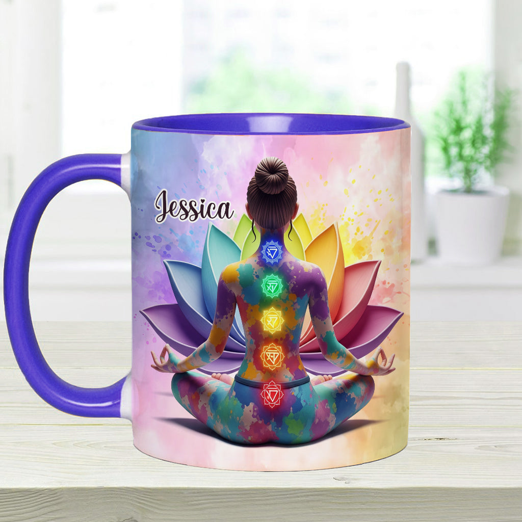 Let That Sht Go - Personalized Yoga Accent Mug