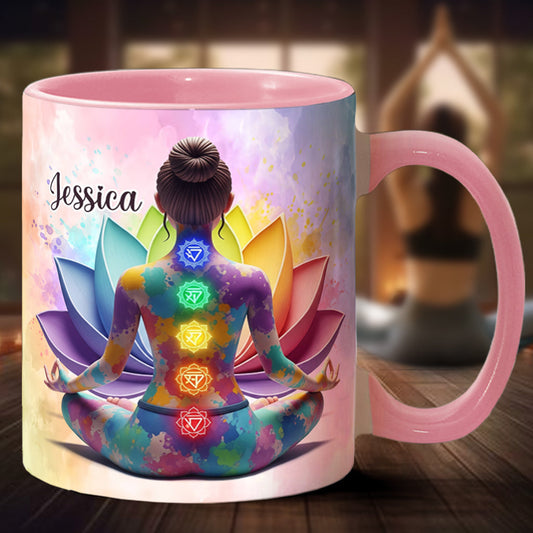 Let That Sht Go - Personalized Yoga Accent Mug