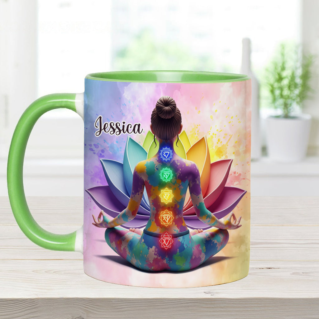 Let That Sht Go - Personalized Yoga Accent Mug
