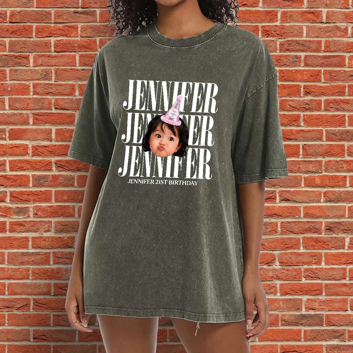 Birthday Gift - Personalized Birthday Washed T-Shirt