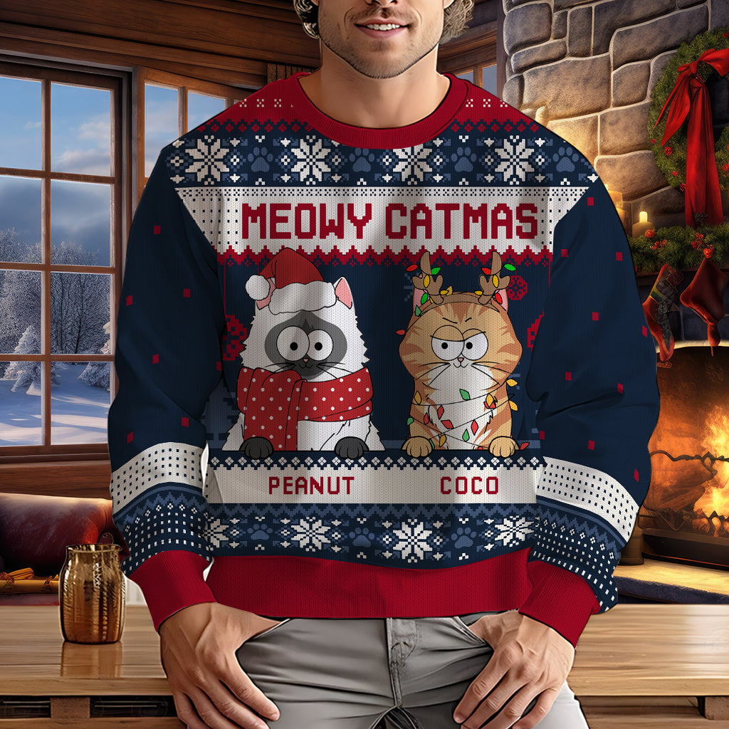 Meowy Catmas - Personalized Cat Ugly Sweater