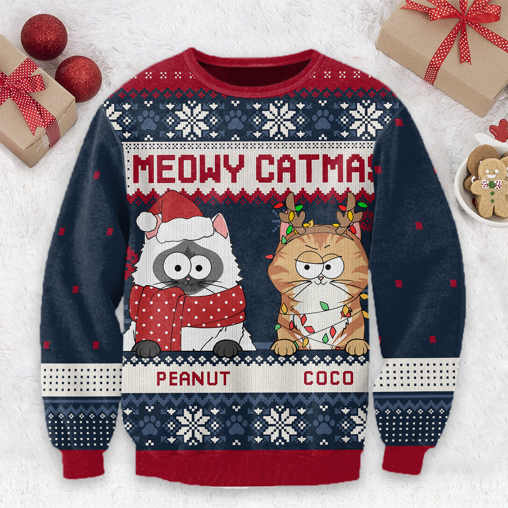 Meowy Catmas - Personalized Cat Ugly Sweater