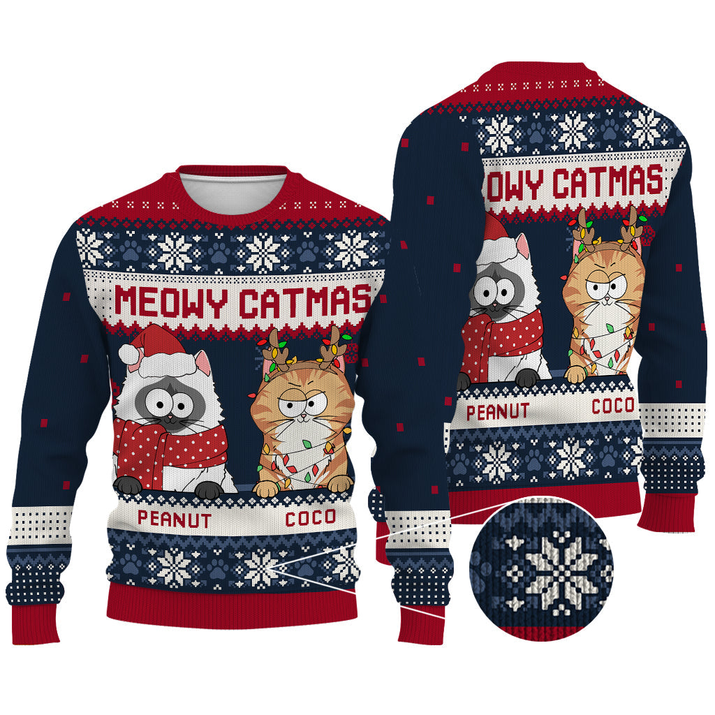 Meowy Catmas - Personalized Cat Ugly Sweater