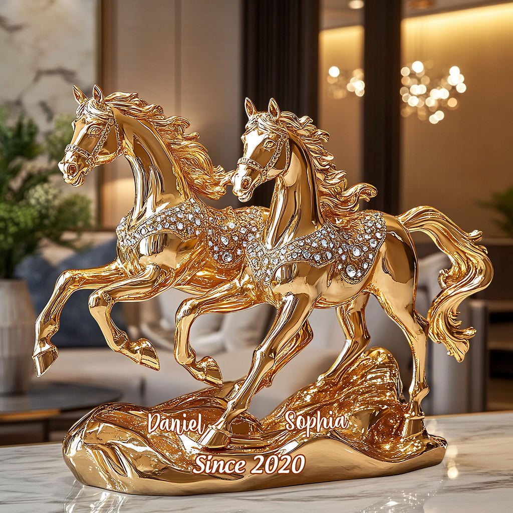 Beautiful Horse Couple - Personalized Horse Custom Shaped Acrylic Plaque