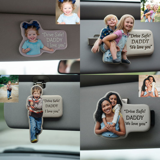 Drive Safe, Love You - Personalized Father Shaped Car Visor Clip