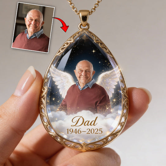 I Miss You - Personalized Memorial Shaped Metal Pendant Necklace