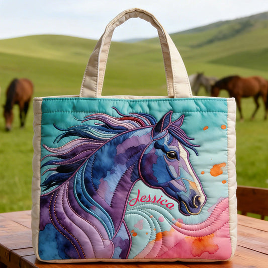 Colorful Horse - Personalized Horse Quilted Tote Bag