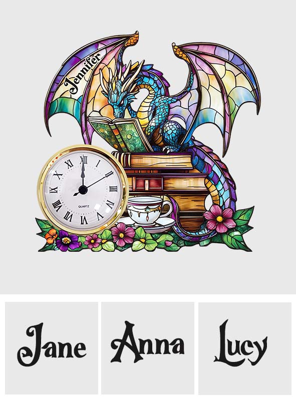 Mystical Dragon Book - Personalized Dragon Acrylic Clock Plaque