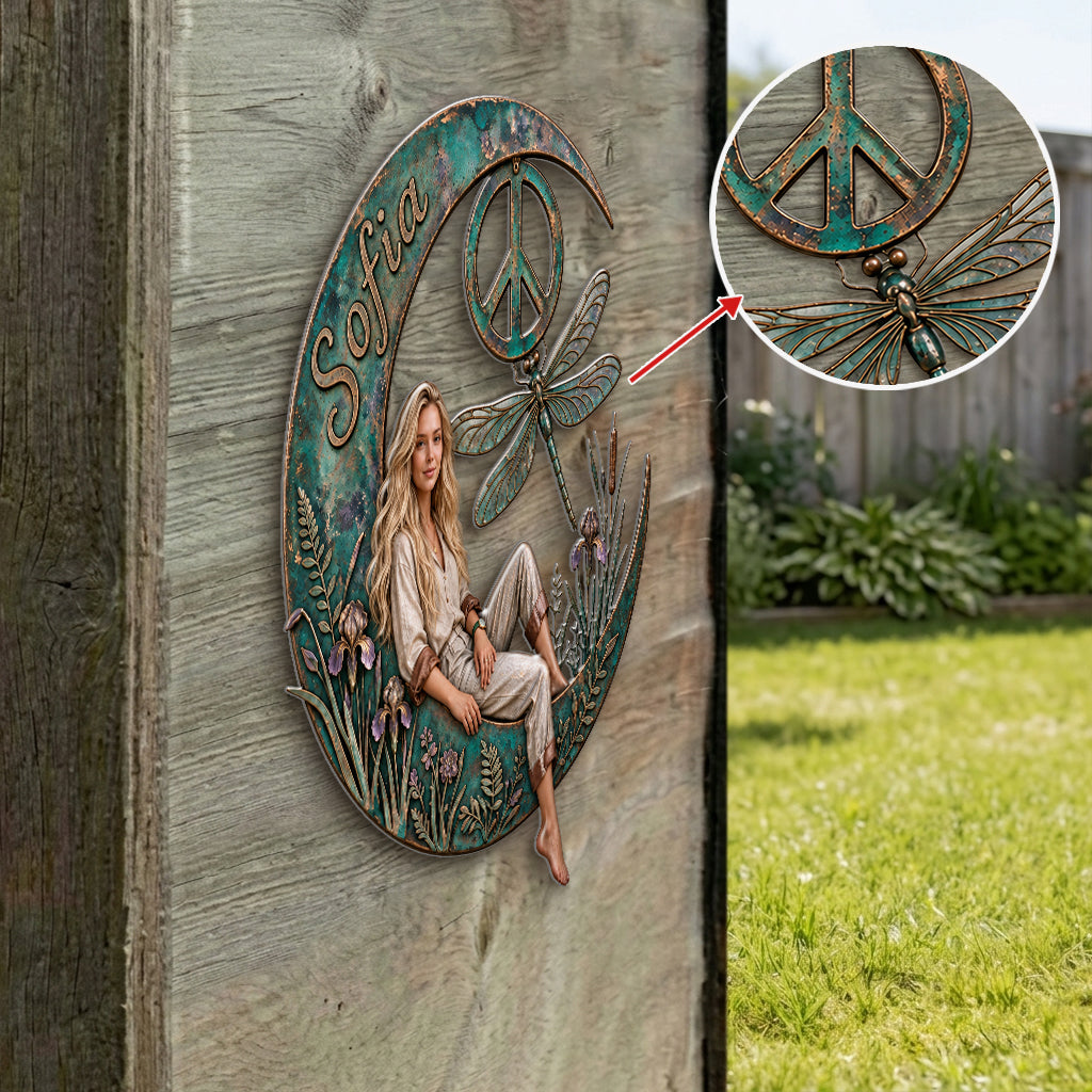 Hippie Souls - Personalized Hippie 3D Printed Cut Metal Sign