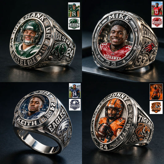 The MVP Ring, Champion Ring - Personalized Football Signet Ring