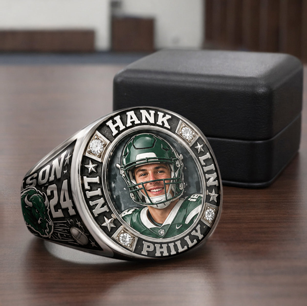 The MVP Ring, Champion Ring - Personalized Football Signet Ring