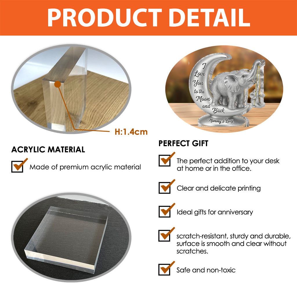 Elephant Mom Grandma - Personalized Daughter Custom Shaped Acrylic Plaque