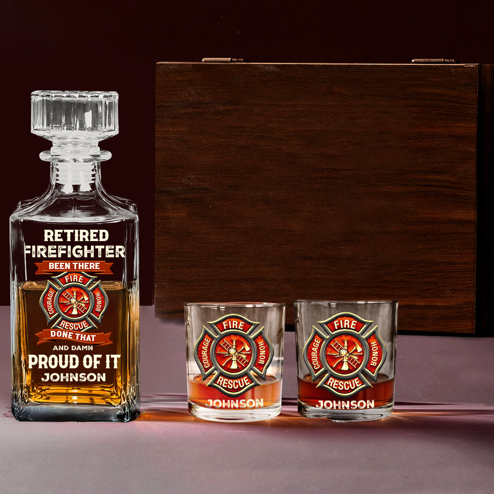 Retired Firefighter - Personalized Firefighter Whiskey Decanter Set