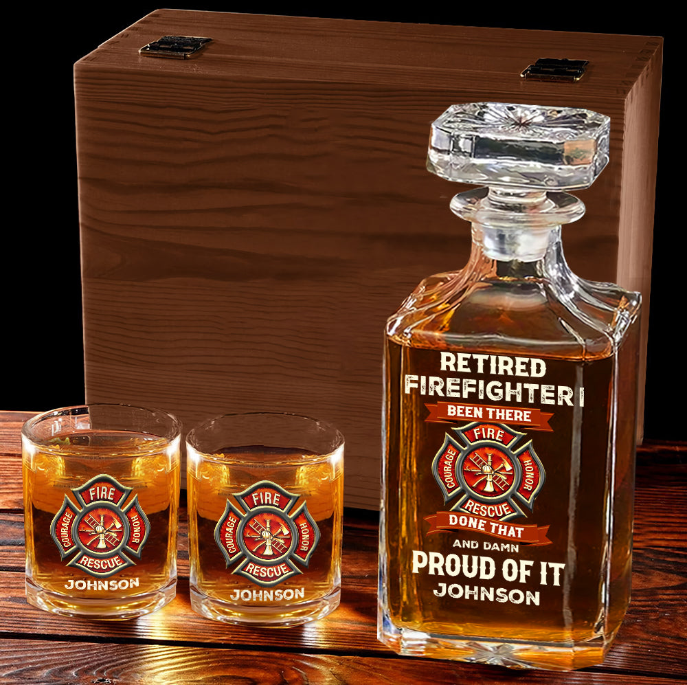 Retired Firefighter - Personalized Firefighter Whiskey Decanter Set