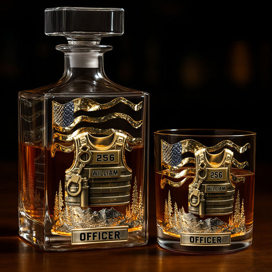 Serve And Protect - Personalized Police Officer Whiskey Decanter Set