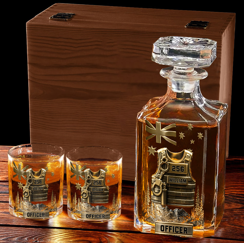 Serve And Protect - Personalized Police Officer Whiskey Decanter Set