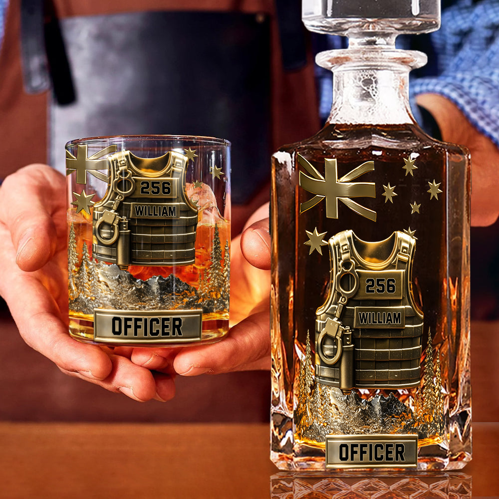Serve And Protect - Personalized Police Officer Whiskey Decanter Set