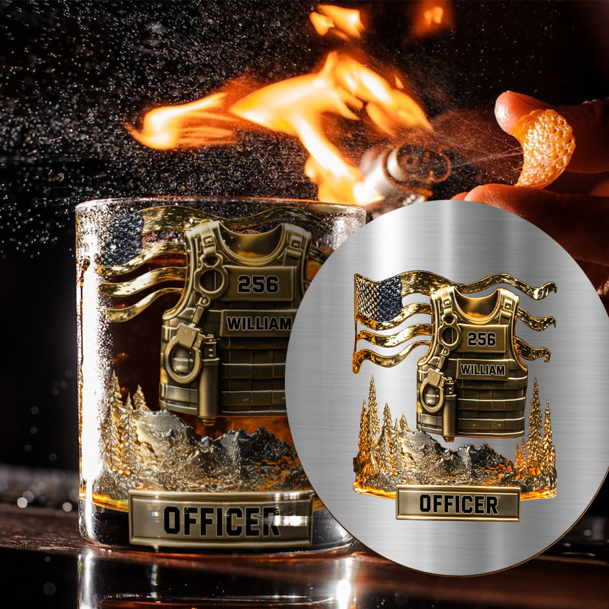 Serve And Protect - Personalized Police Officer Whiskey Glass