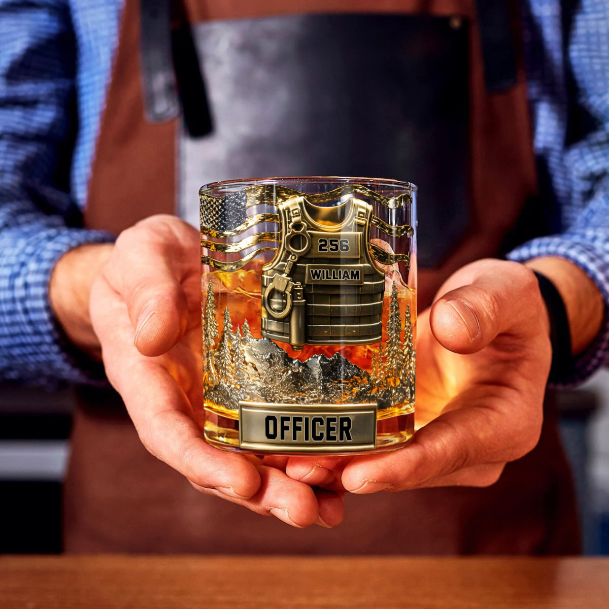 Serve And Protect - Personalized Police Officer Whiskey Glass