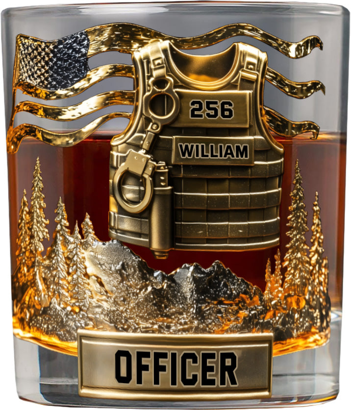 Serve And Protect - Personalized Police Officer Whiskey Glass