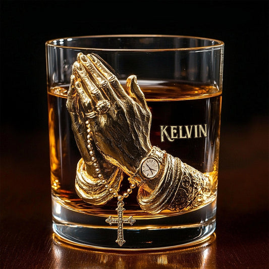Praying Hands - Personalized Christian Whiskey Glass