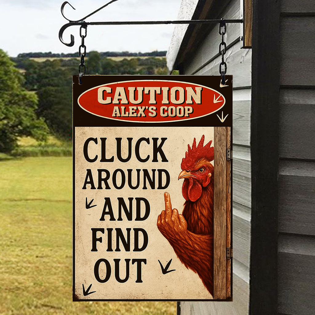 Cluck Around And Find Out - Personalized Chicken Rectangle Metal Sign