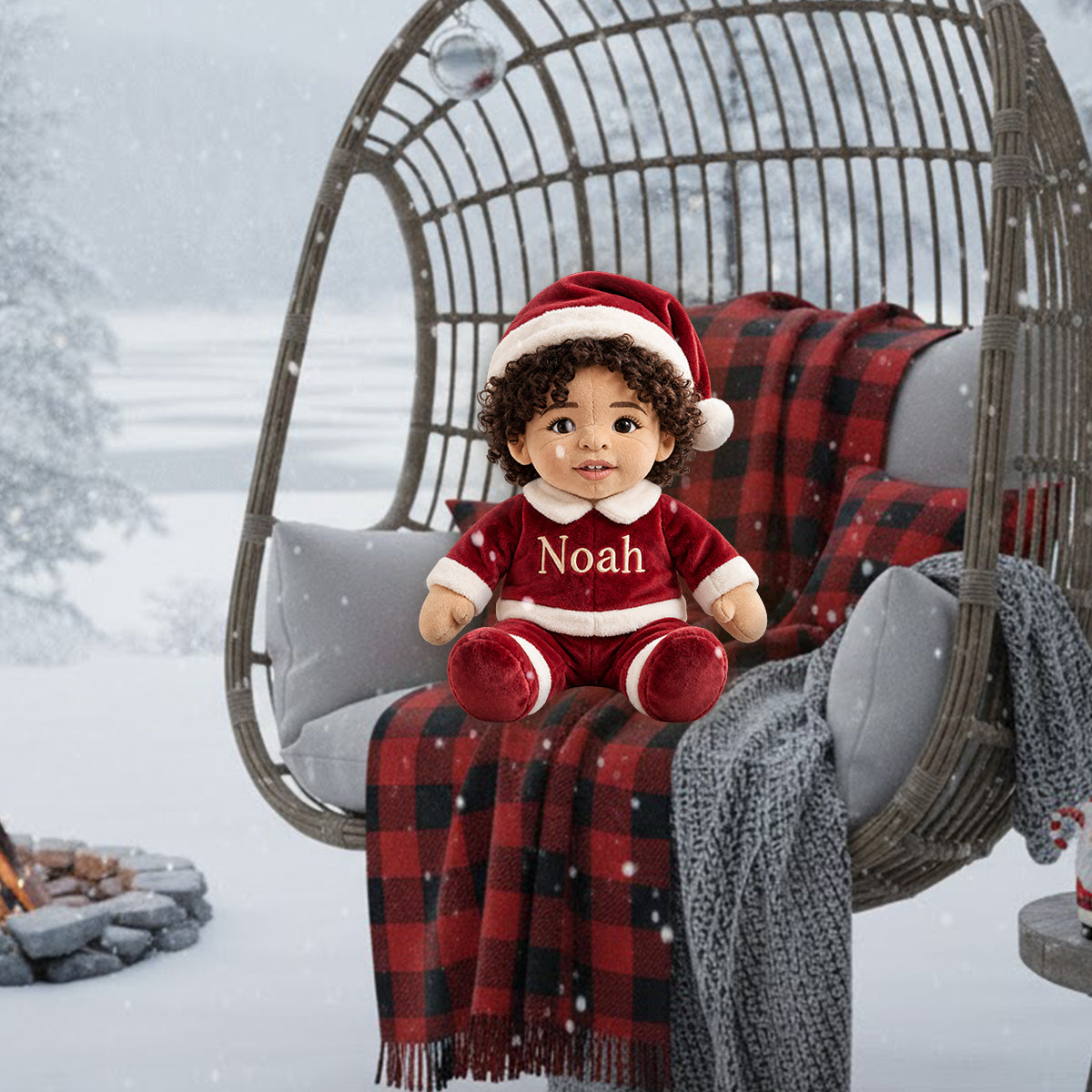 Merry Christmas Costume - Personalized Kid Premium Faux Fur Pillow