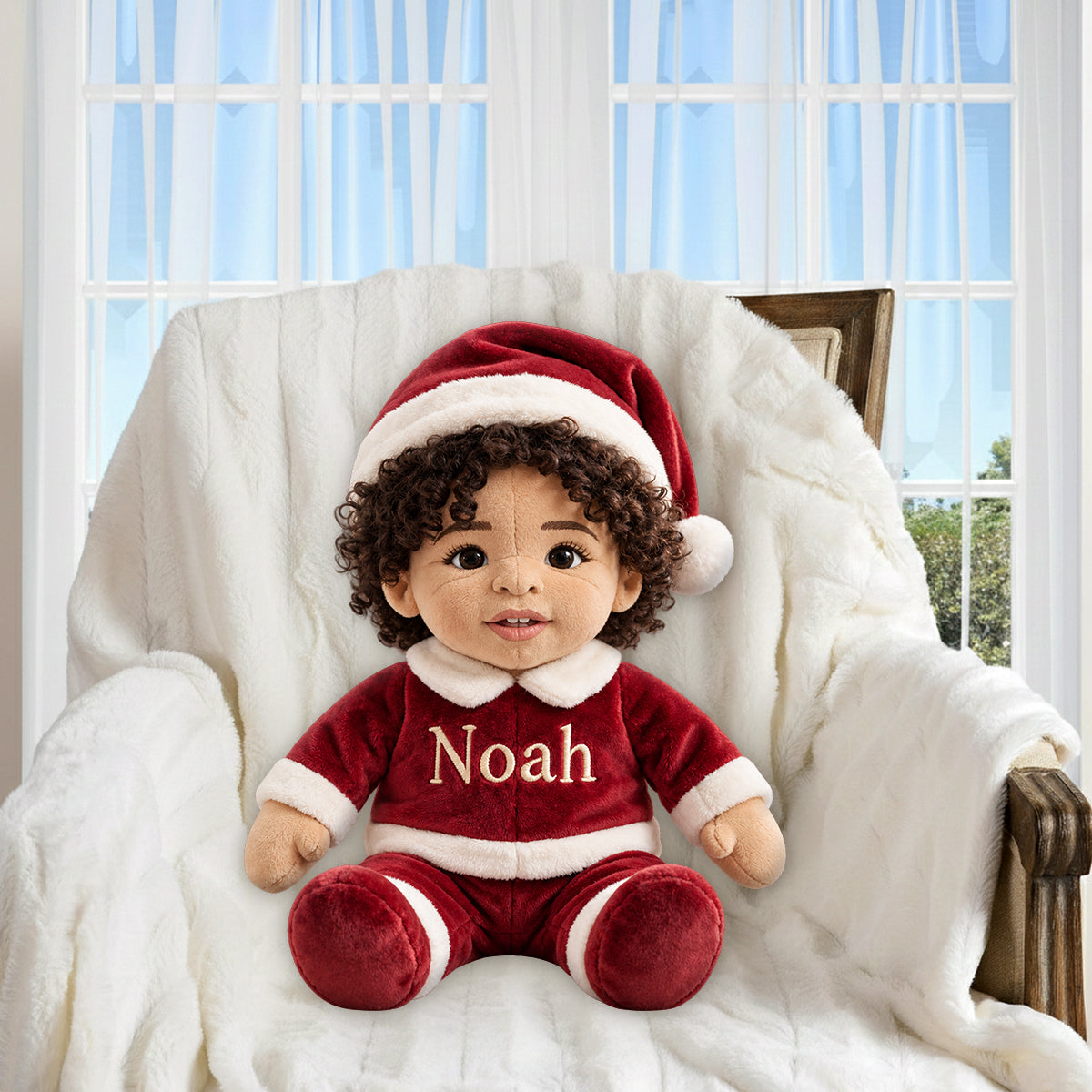 Merry Christmas Costume - Personalized Kid Premium Faux Fur Pillow