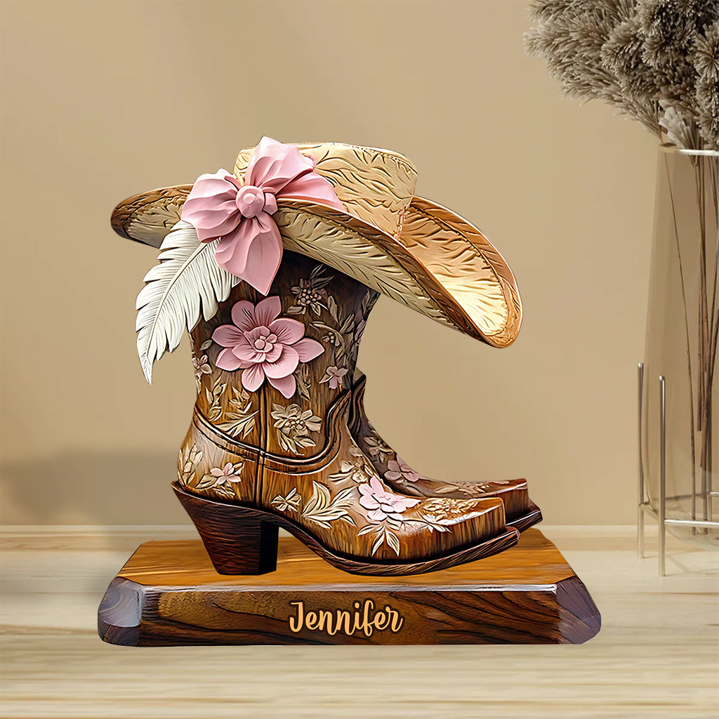 Cowgirl Boots - Personalized Cowgirl Custom Shaped Acrylic Plaque