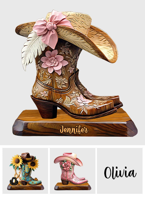 Cowgirl Boots - Personalized Cowgirl Custom Shaped Acrylic Plaque