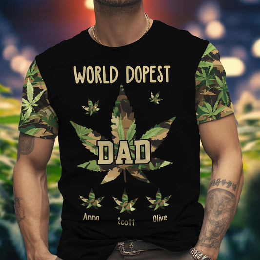 Dopest Dad Ever - Personalized Weed All Over Shirt