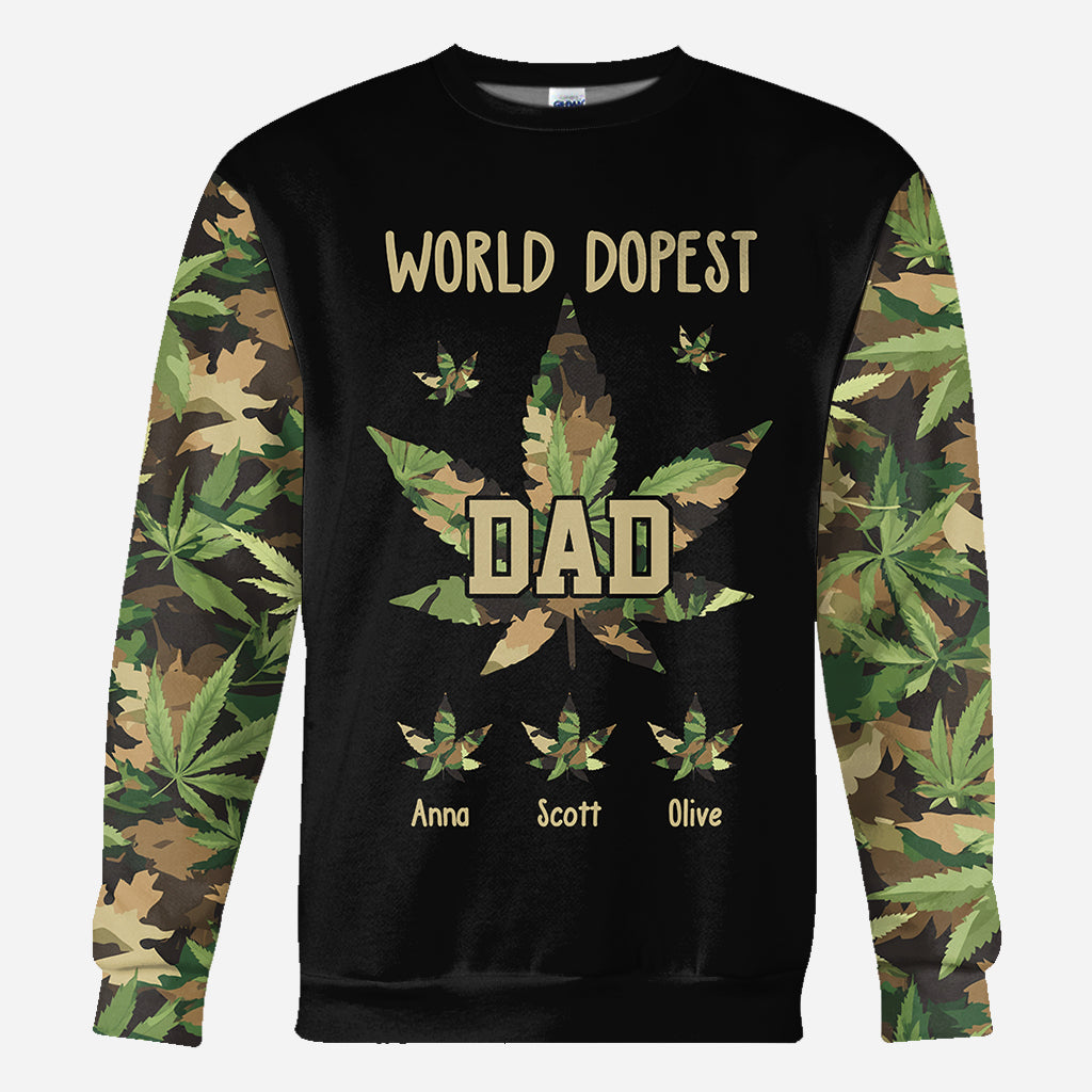 Dopest Dad Ever - Personalized Weed All Over Shirt