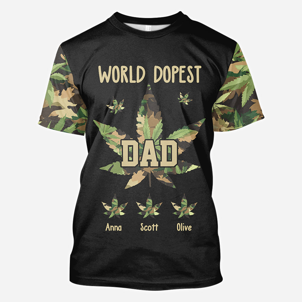 Dopest Dad Ever - Personalized Weed All Over Shirt