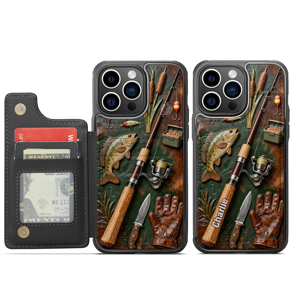 Love Fishing - Personalized Fishing Fully Printed Wallet Phone Case
